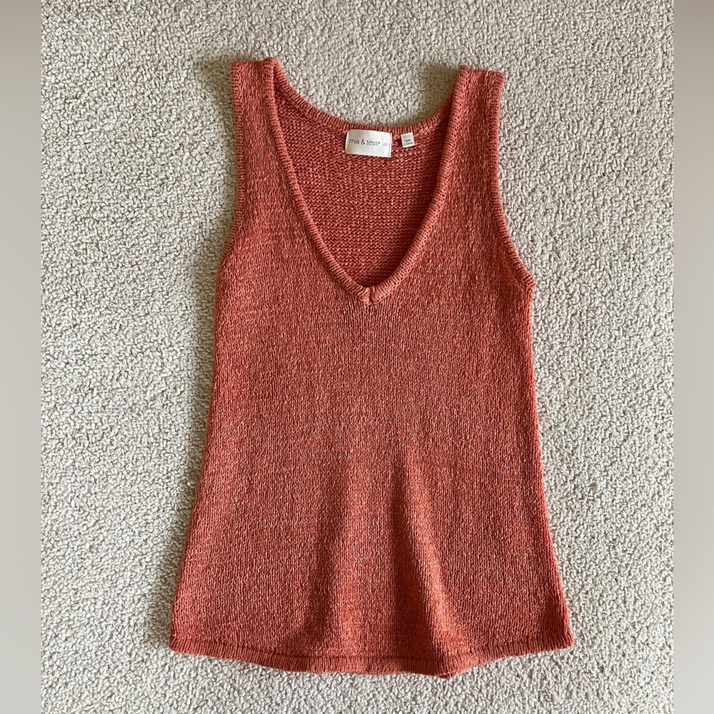 Mia & Tess Summer Elegant Knit Tank Top in Terracotta size S